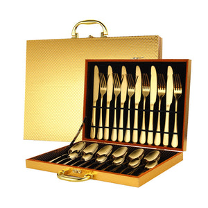 24-Piece Stainless Steel Flatware Set – Modern Silverware Set